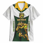Personalised Tasmania Oztag Mascot Hawaiian Shirt Green White Stripe Australian Flag Mascot