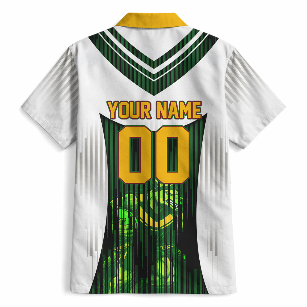 Personalised Tasmania Oztag Mascot Hawaiian Shirt Green White Stripe Australian Flag Mascot