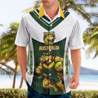 Personalised Tasmania Oztag Mascot Hawaiian Shirt Green White Stripe Australian Flag Mascot
