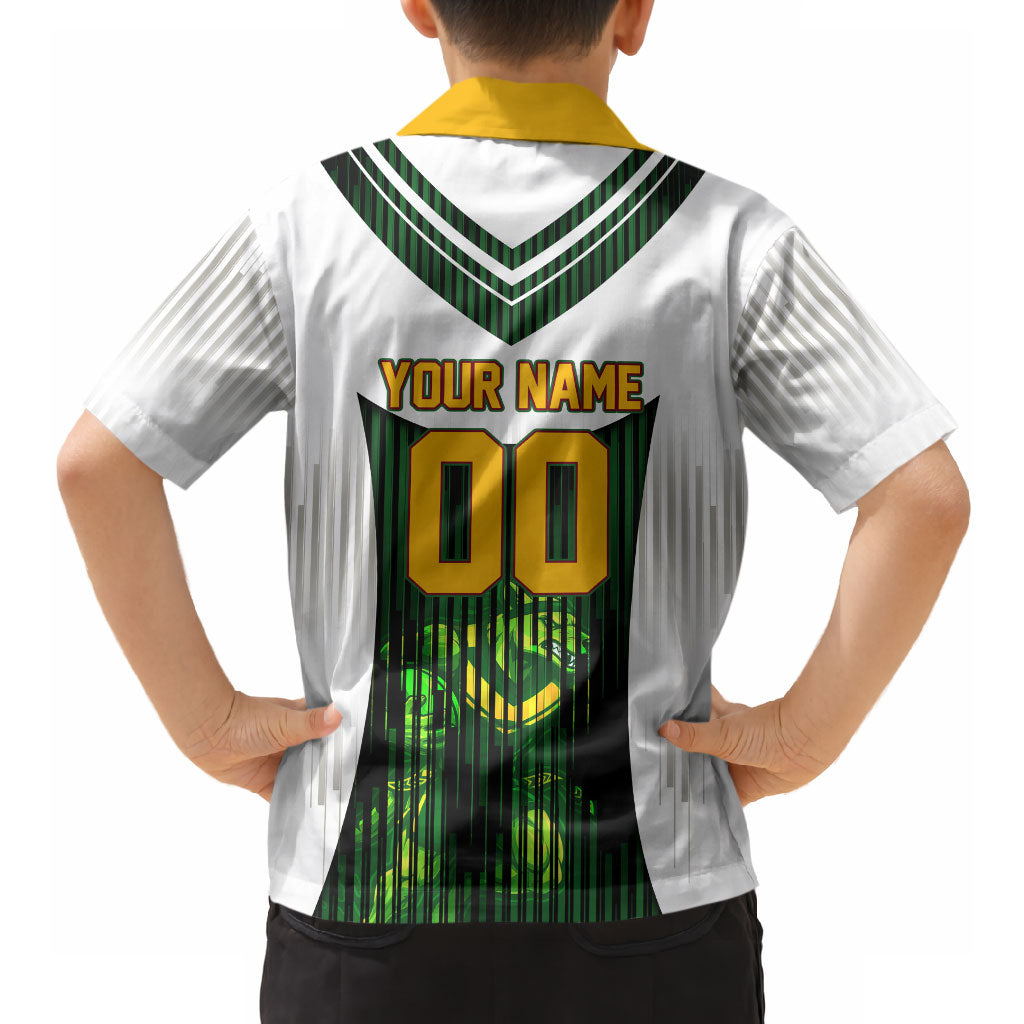 Personalised Tasmania Oztag Mascot Hawaiian Shirt Green White Stripe Australian Flag Mascot