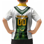 Personalised Tasmania Oztag Mascot Hawaiian Shirt Green White Stripe Australian Flag Mascot