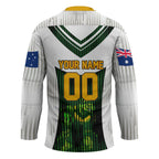 Personalised Tasmania Oztag Mascot Hockey Jersey Green White Stripe Australian Flag Mascot