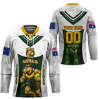 Personalised Tasmania Oztag Mascot Hockey Jersey Green White Stripe Australian Flag Mascot