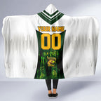 Personalised Tasmania Oztag Mascot Hooded Blanket Green White Stripe Australian Flag Mascot