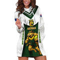Personalised Tasmania Oztag Mascot Hoodie Dress Green White Stripe Australian Flag Mascot