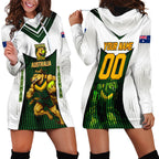 Personalised Tasmania Oztag Mascot Hoodie Dress Green White Stripe Australian Flag Mascot