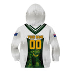 Personalised Tasmania Oztag Mascot Kid Hoodie Green White Stripe Australian Flag Mascot