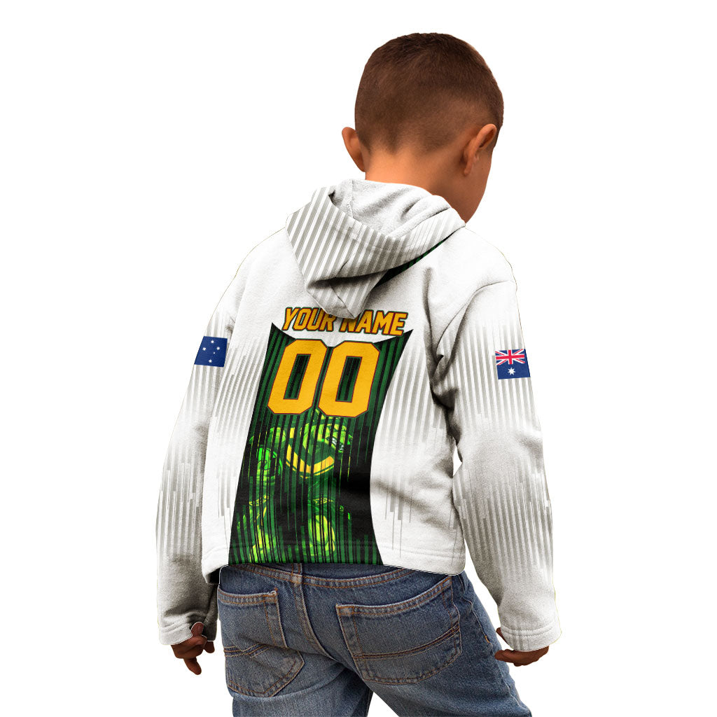 Personalised Tasmania Oztag Mascot Kid Hoodie Green White Stripe Australian Flag Mascot