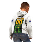 Personalised Tasmania Oztag Mascot Kid Hoodie Green White Stripe Australian Flag Mascot
