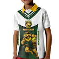 Personalised Tasmania Oztag Mascot Kid Polo Shirt Green White Stripe Australian Flag Mascot