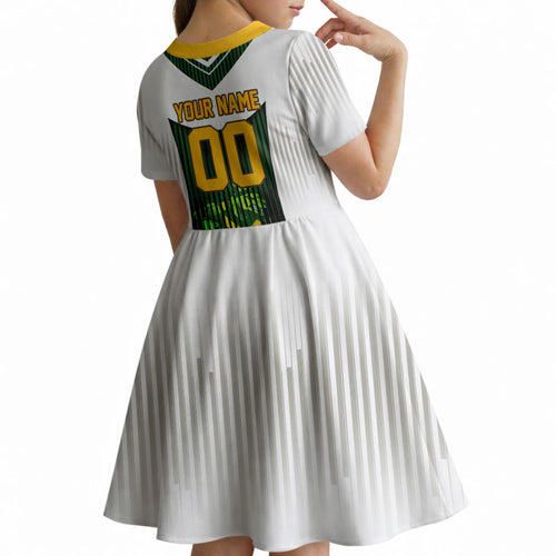 Personalised Tasmania Oztag Mascot Kid Short Sleeve Dress Green White Stripe Australian Flag Mascot