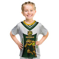 Personalised Tasmania Oztag Mascot Kid T Shirt Green White Stripe Australian Flag Mascot