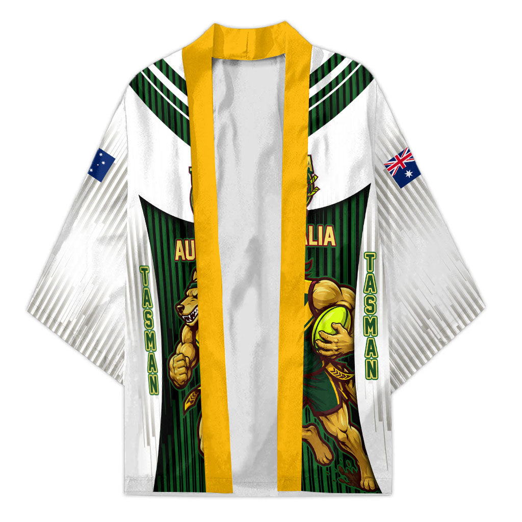 Personalised Tasmania Oztag Mascot Kimono Green White Stripe Australian Flag Mascot