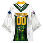 Personalised Tasmania Oztag Mascot Kimono Green White Stripe Australian Flag Mascot