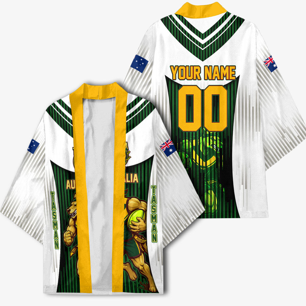 Personalised Tasmania Oztag Mascot Kimono Green White Stripe Australian Flag Mascot
