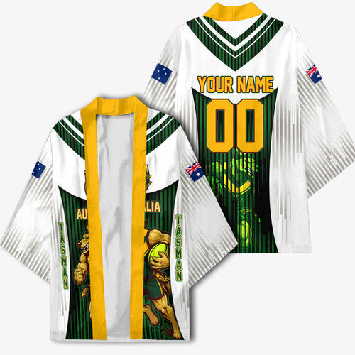 Personalised Tasmania Oztag Mascot Kimono Green White Stripe Australian Flag Mascot