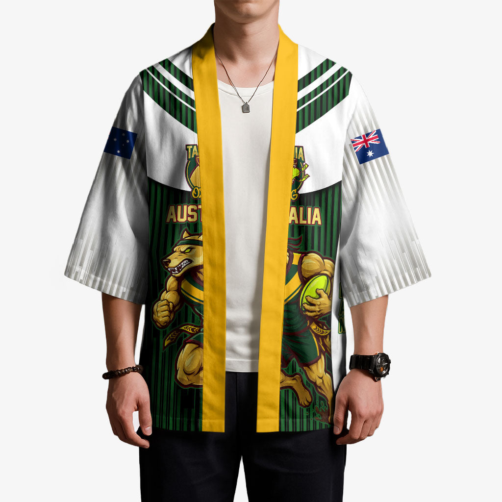 Personalised Tasmania Oztag Mascot Kimono Green White Stripe Australian Flag Mascot
