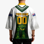 Personalised Tasmania Oztag Mascot Kimono Green White Stripe Australian Flag Mascot