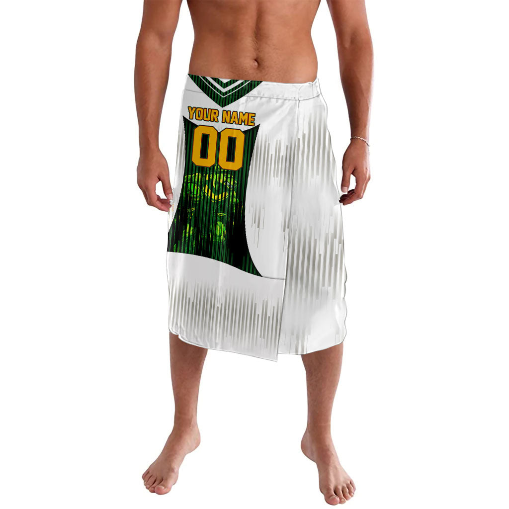 Personalised Tasmania Oztag Mascot Lavalava Green White Stripe Australian Flag Mascot