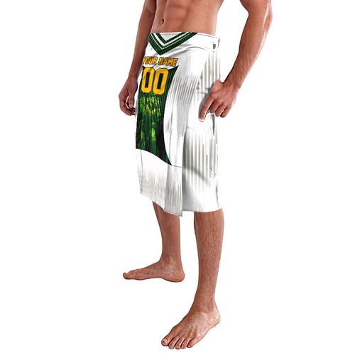 Personalised Tasmania Oztag Mascot Lavalava Green White Stripe Australian Flag Mascot