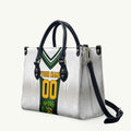 Personalised Tasmania Oztag Mascot Leather Bag Green White Stripe Australian Flag Mascot