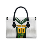 Personalised Tasmania Oztag Mascot Leather Bag Green White Stripe Australian Flag Mascot