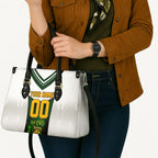 Personalised Tasmania Oztag Mascot Leather Bag Green White Stripe Australian Flag Mascot