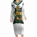 Personalised Tasmania Oztag Mascot Long Sleeve Bodycon Dress Green White Stripe Australian Flag Mascot