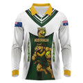 Personalised Tasmania Oztag Mascot Long Sleeve Polo Shirt Green White Stripe Australian Flag Mascot