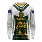 Personalised Tasmania Oztag Mascot Long Sleeve Shirt Green White Stripe Australian Flag Mascot