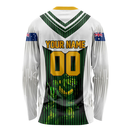 Personalised Tasmania Oztag Mascot Long Sleeve Shirt Green White Stripe Australian Flag Mascot