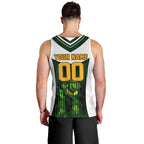 Personalised Tasmania Oztag Mascot Men Tank Top Green White Stripe Australian Flag Mascot