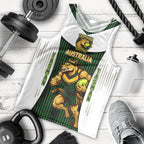 Personalised Tasmania Oztag Mascot Men Tank Top Green White Stripe Australian Flag Mascot