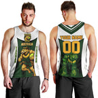 Personalised Tasmania Oztag Mascot Men Tank Top Green White Stripe Australian Flag Mascot