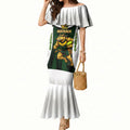 Personalised Tasmania Oztag Mascot Mermaid Dress Green White Stripe Australian Flag Mascot