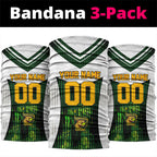 Personalised Tasmania Oztag Mascot Neck Gaiter Green White Stripe Australian Flag Mascot