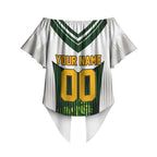 Personalised Tasmania Oztag Mascot Off Shoulder Wrap Waist Top Green White Stripe Australian Flag Mascot