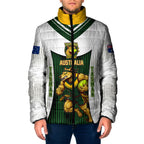 Personalised Tasmania Oztag Mascot Padded Jacket Green White Stripe Australian Flag Mascot