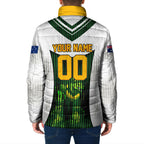 Personalised Tasmania Oztag Mascot Padded Jacket Green White Stripe Australian Flag Mascot