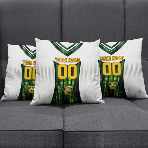 Personalised Tasmania Oztag Mascot Pillow Cover Green White Stripe Australian Flag Mascot