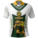 Personalised Tasmania Oztag Mascot Polo Shirt Green White Stripe Australian Flag Mascot