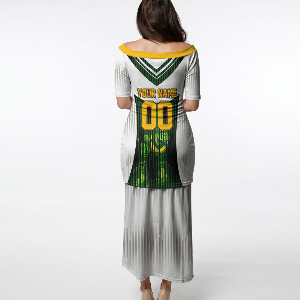Personalised Tasmania Oztag Mascot Puletasi Green White Stripe Australian Flag Mascot