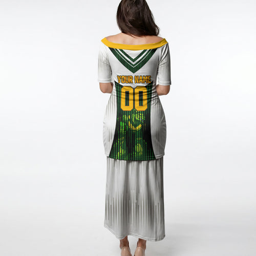 Personalised Tasmania Oztag Mascot Puletasi Green White Stripe Australian Flag Mascot