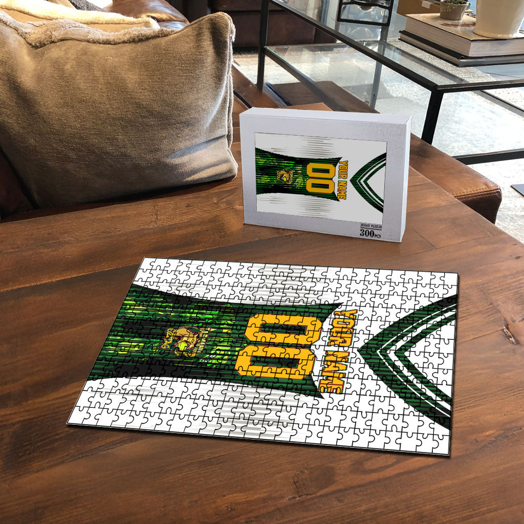 Personalised Tasmania Oztag Mascot Puzzle Green White Stripe Australian Flag Mascot