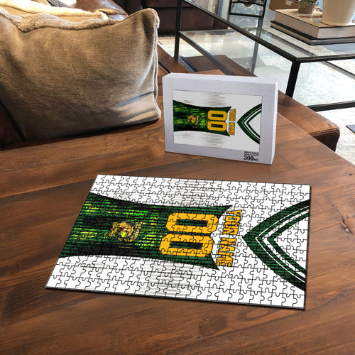 Personalised Tasmania Oztag Mascot Puzzle Green White Stripe Australian Flag Mascot
