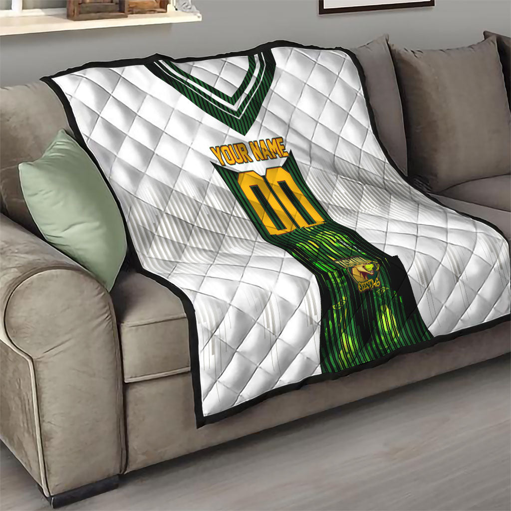 Personalised Tasmania Oztag Mascot Quilt Green White Stripe Australian Flag Mascot