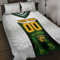 Personalised Tasmania Oztag Mascot Quilt Bed Set Green White Stripe Australian Flag Mascot