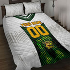 Personalised Tasmania Oztag Mascot Quilt Bed Set Green White Stripe Australian Flag Mascot