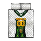 Personalised Tasmania Oztag Mascot Quilt Bed Set Green White Stripe Australian Flag Mascot