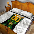 Personalised Tasmania Oztag Mascot Quilt Bed Set Green White Stripe Australian Flag Mascot